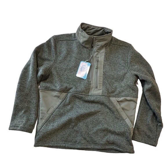 REEL LIFE Silver pine Green 1/4 Zip Barrel Curl Fleece- M NWT MSRP $70 - Picture 2 of 11